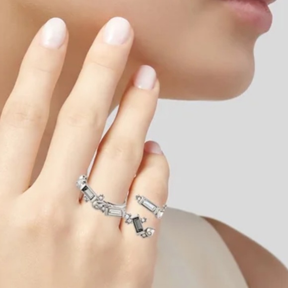 Alexis Bittar Crystal Baguette Double Finger Ring - Picture 1 of 2